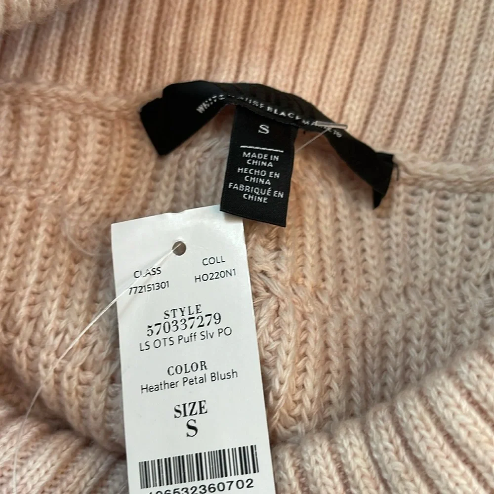 WHBM BLUSH OFF-THE-SHOULDER CABLE KNIT SWEATER - Picture 11 of 12